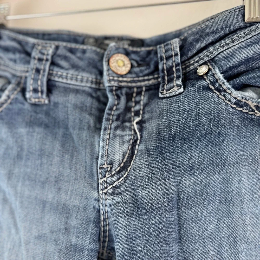 Silver Jeans Co Suki Flap 17 Bootcut‎ Jeans Medium Wash W29 L31 Thick Stitch